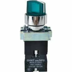 Переключатель NP2-BK12365, 2 положения фиксацией 1НО+1НЗ, зелёная AC230В (LED), IP40 (R), фото