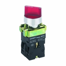 Переключатель NP2-BK13465, 3 положения фиксацией 1НО+1НЗ, красная AC230В (LED), IP40 (R), фото