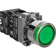 Кнопка управления NP2-BW3365 плоская, зеленая, 1НО+1НЗ, AC/DC230В (LED), IP40 (R), фото