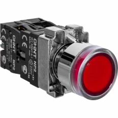 Кнопка управления NP2-BW3465 плоская, красная, 1НО+1НЗ, AC/DC230В (LED), IP40 (R), фото
