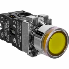 Кнопка управления NP2-BW3561 плоская, желтая, 1НО, AC/DC230В(LED), IP40 (R), фото