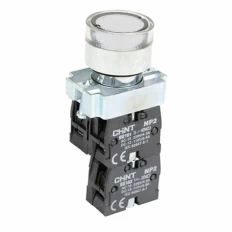 Кнопка управления NP2-BW3161 плоская, белая, 1НО, AC/DC230В(LED), IP40 (R), фото