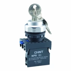 Переключатель ключом NP8-10Y/21, 2 положения фиксацией, 2НО, IP65 (R), фото