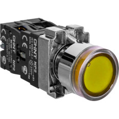 Кнопка управления NP2-BW3565 1НО+1НЗ желтая AC/DC230В(LED) IP40, фото