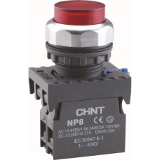 Кнопка управления NP8-01GND/4 1НЗ красная AC110В-220В(LED) IP65 (R), фото