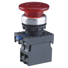 Кнопка управления "Грибок" ?40мм (2) с самовозвратом NP8-01MD/1 1НЗ красн. AC110В-220В(LED) IP65 (R), фото