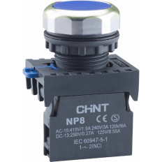 Кнопка управления NP8-10BN/6 без подсветки синяя 1НО IP65 (R), фото