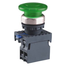 Кнопка управления "Грибок" ?40мм (2) с самовозвратом NP8-10MD/1 1НО зеленая AC110В-220В(LED) IP65 (R, фото