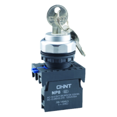 Переключатель с ключом NP8-10Y/22 , 2 положения с возвратом, 1НО+1НЗ IP65 (R), фото