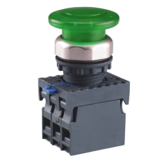 Кнопка управления "Грибок" ?40мм с самовозвр. NP8-11MD/13 1НО+1НЗ зелёная AC110В-220В(LED) IP65 (R), фото