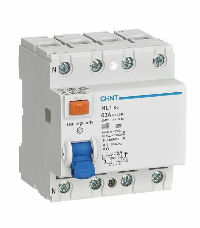УЗО NL1-63 10kA 4P 25A 100mA, 10kA тип AC (DB) (R), фото