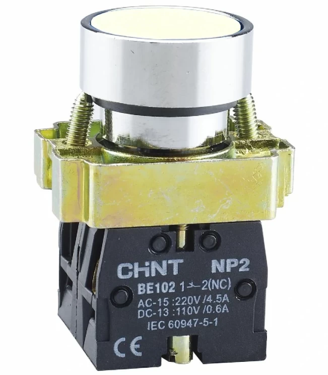 Кнопка управления NP2-BA15 без подсветки белая, 1НО+1НЗ, IP40 (R), фото
