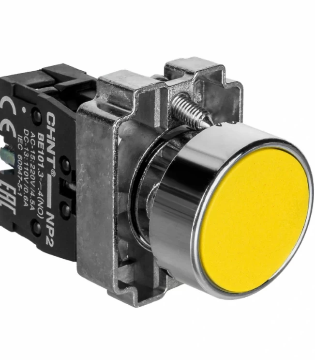 Кнопка управления NP2-BA55 без подсветки желтая, 1НО+1НЗ, IP40 (R), фото