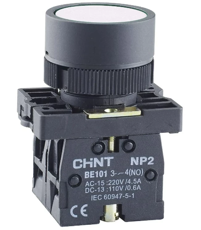 Кнопка управления NP2-EA11 без подсветки белая 1НО, IP40 (R), фото