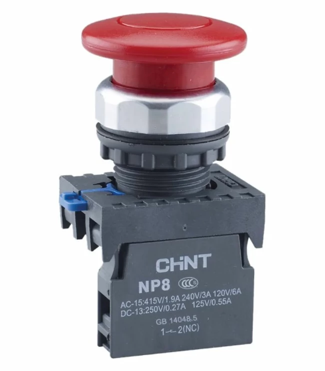 Кнопка упр. "Грибок" ?60мм NP8-01M/23 без подсветки, самовозв., зелен., 1НЗ, IP65 (R), фото