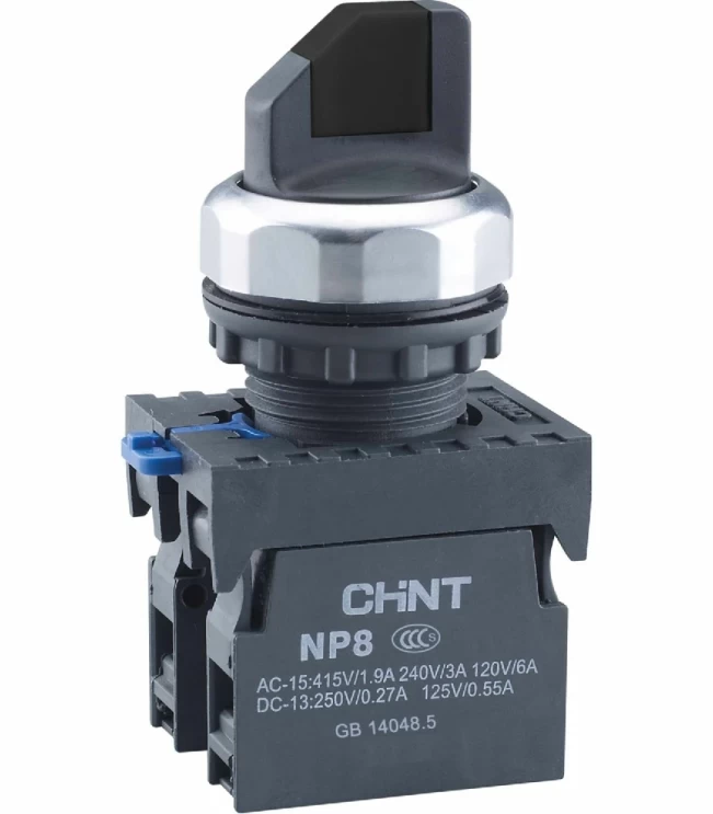 Переключатель без подсветки NP8-11X/225, 2 положения самовозв. 90град, желт., 1НО+1НЗ, IP65 (R), фото