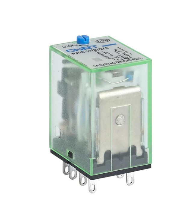 Промежуточное реле с кнопкой тестирования NJDC-17(D)/4ZS 4 конт. с инд. LED 3А AC220В (R), фото