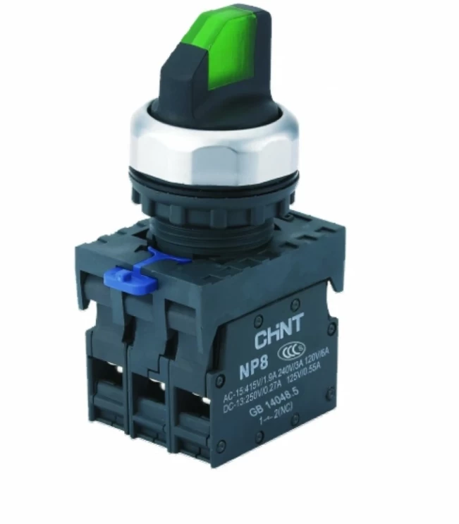 Переключатель подсвет. NP8-11XD/213, 2 полож. фикс., зелен., AC110-230В(LED), 1НО+1НЗ, IP65 (R), фото