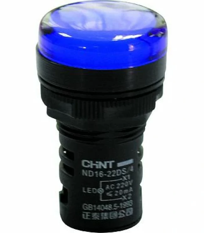 Индикатор ND16-22DS/4C синий, компактный, встр. конденсатор, IP65 АС380В (R), фото