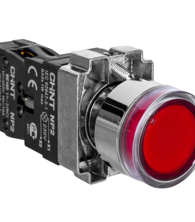 Кнопка управления NP2-BW3461 1НО красная AC/DC230В(LED) IP40, фото