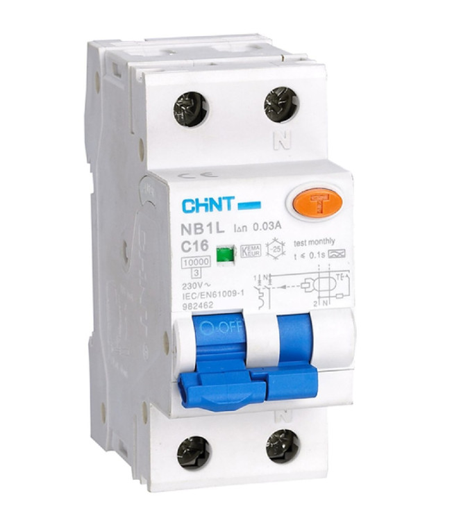 Дифференциальный автоматический выключатель NB1L 1P+N B16 300mA тип AC 10kA (36mm) (R), фото