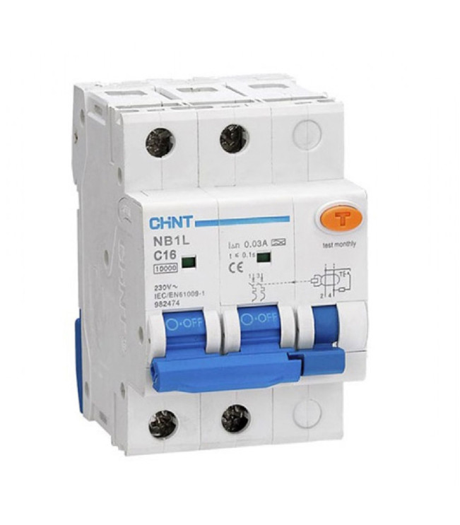Дифференциальный автоматический выключатель NB1L 2P C40 30mA  тип AC 10kA  (54mm) (R), фото