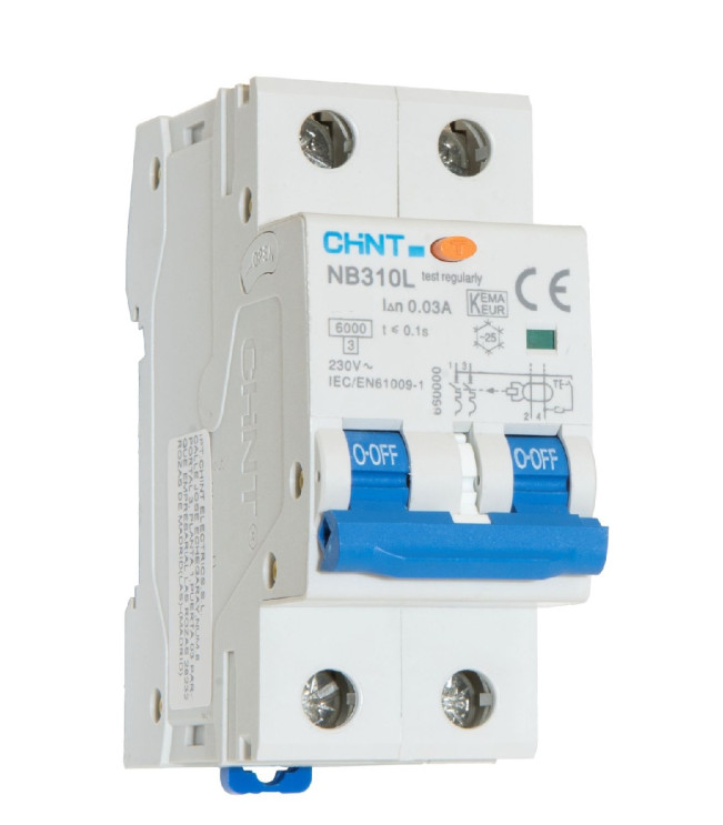 Дифференциальный автоматический выключатель NB310L 2P 32A 30mA, тип A, х-ка B, 6kA (R), фото