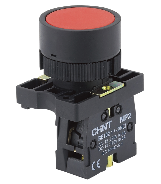 Кнопка управления NP2-EA45 без подсветки красная 1НО+1НЗ IP40, фото