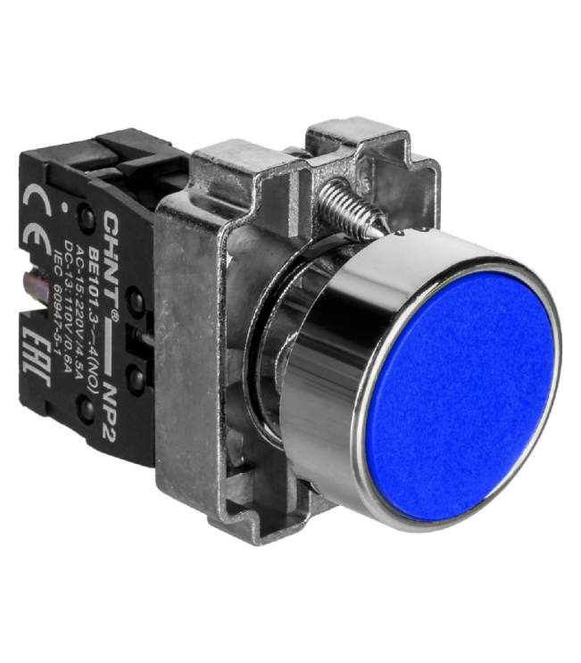 Кнопка управления NP2-BA61 без подсветки синяя 1НО IP40, фото