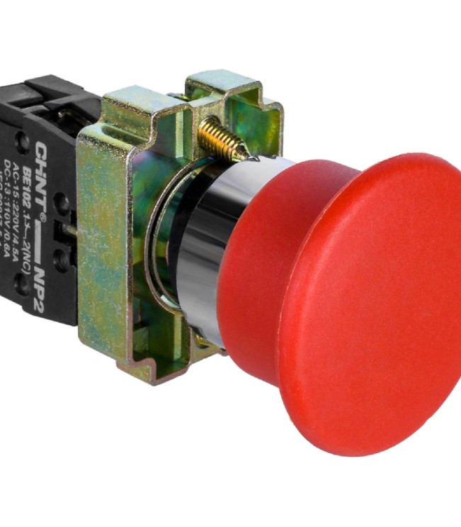 Кнопка управления "Грибок" ?40мм (2) с самовозвратом NP2-BC42 без подсветки красная 1НЗ IP40, фото