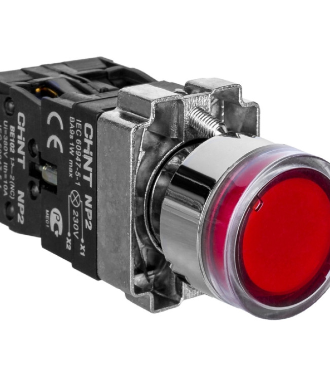 Кнопка управления NP2-BW3465 1НО+1НЗ красная AC/DC230В(LED) IP40, фото