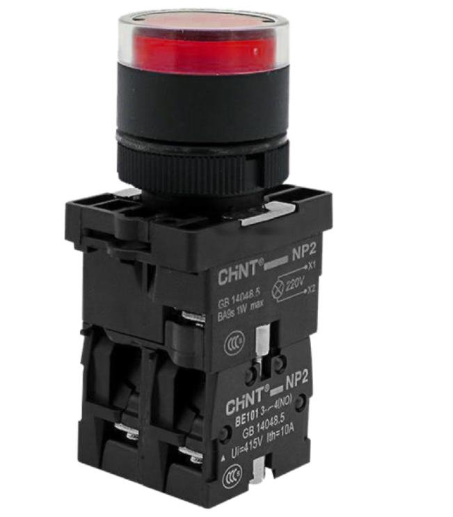 Кнопка управления NP2-EW3465 1НО+1НЗ красная AC/DC230В(LED) IP40, фото