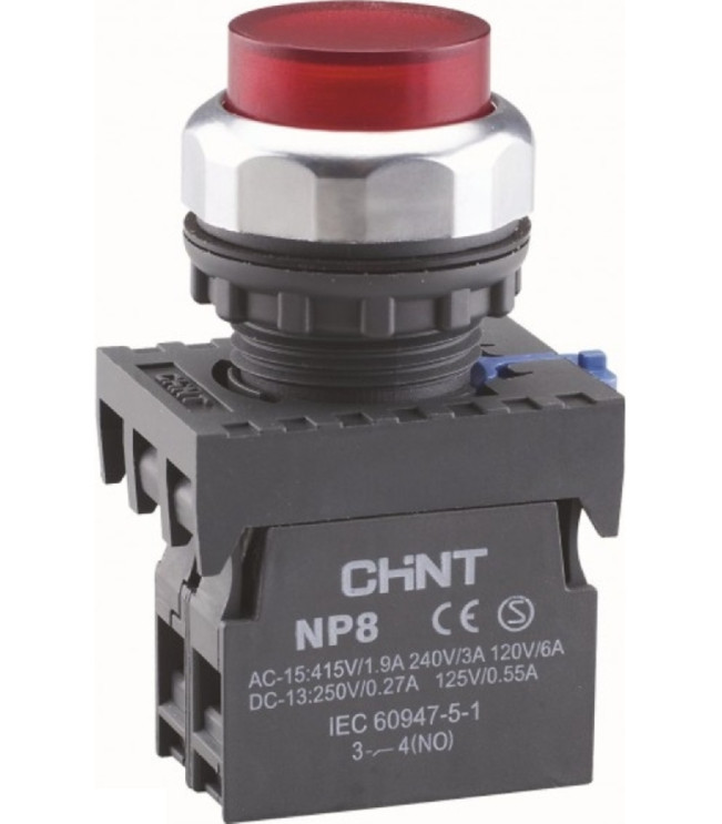 Кнопка управления NP8-01GND/4 1НЗ красная AC110В-220В(LED) IP65 (R), фото