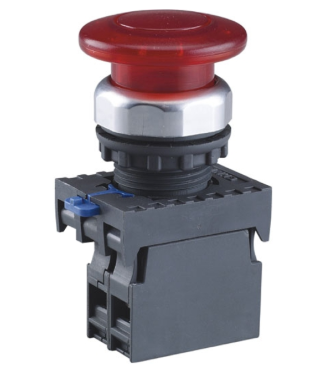 Кнопка управления "Грибок" ?40мм с самовозвратом NP8-10M/12 без подсветки черная 1НО IP65 (R), фото