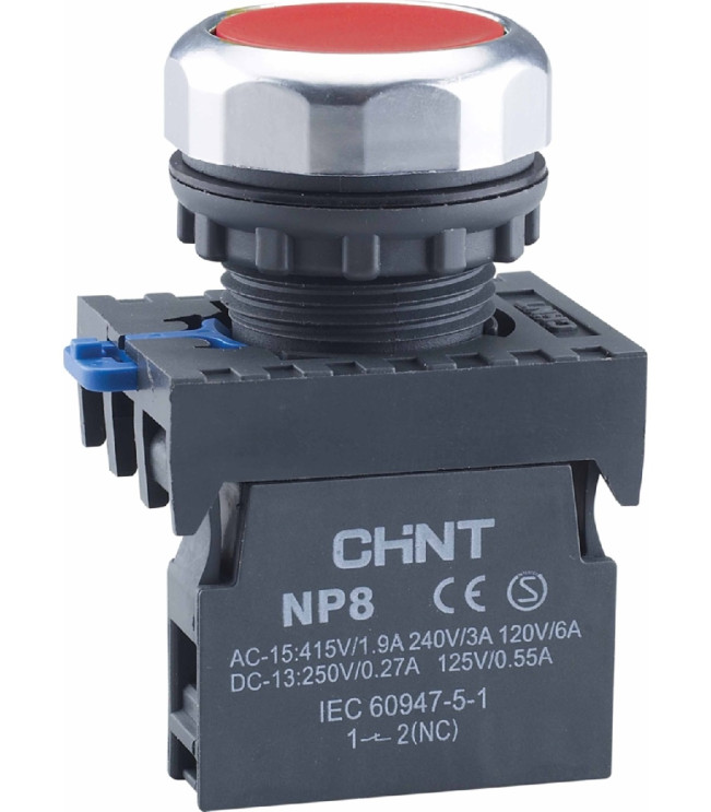 Кнопка управления NP8-10BN без подсветки красная 1НО IP65 (R), фото