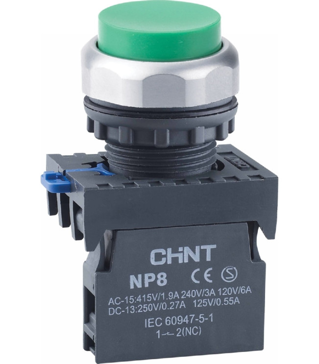 Кнопка управления NP8-10GN/3 без подсветки зелёная 1НО IP65 (R), фото