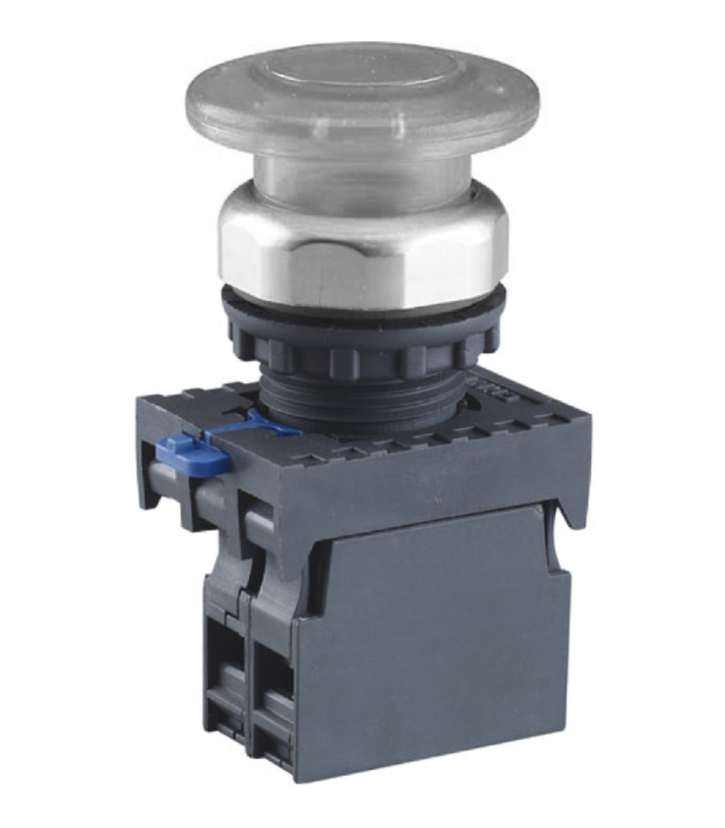 Кнопка управления "Грибок" ?40мм с самовозвратом NP8-10MD/11 1НО белая AC110В-220В(LED) IP65 (R), фото