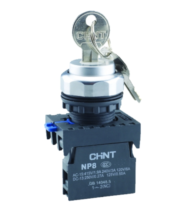 Переключатель с ключом NP8-20Y/38 , 3 положения , 2НО IP65 (R), фото