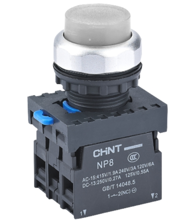Кнопка управления NP8-11GND/1 1НО+1НЗ белая AC110В-220В(LED) IP65 (R), фото