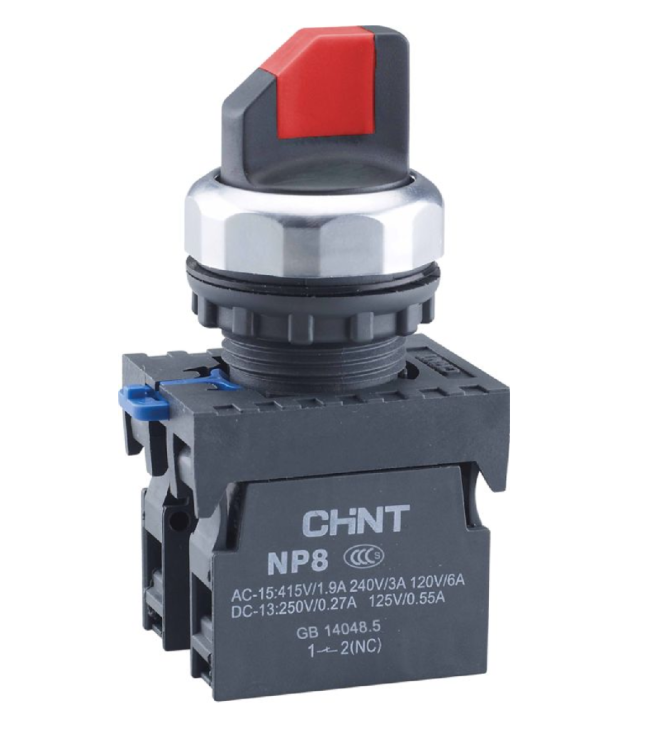 Переключатель без подсветки NP8-11X/21, 2 положения с фиксацией, красный  1НО+1НЗ IP65 (R), фото